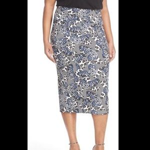 Melissa McCarthy seven7 butterfly print pencil midi skirt size 3X